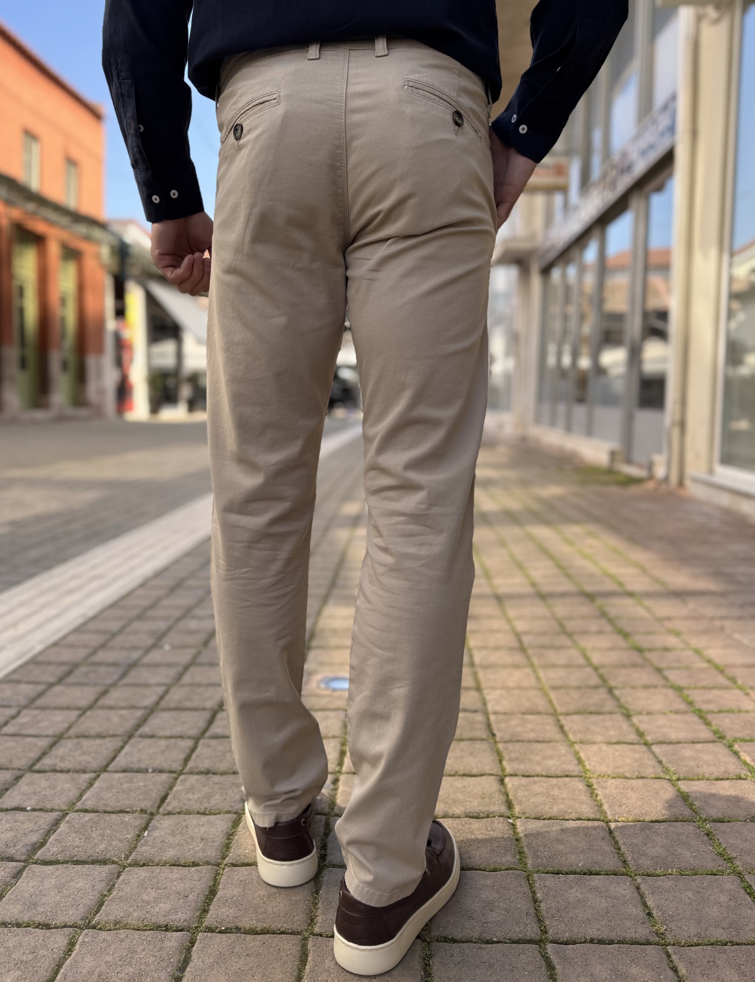 Ανδρικό μπεζ παντελόνι υφασμάτινο Chinos Slim Fit 2326 φωτογραφία